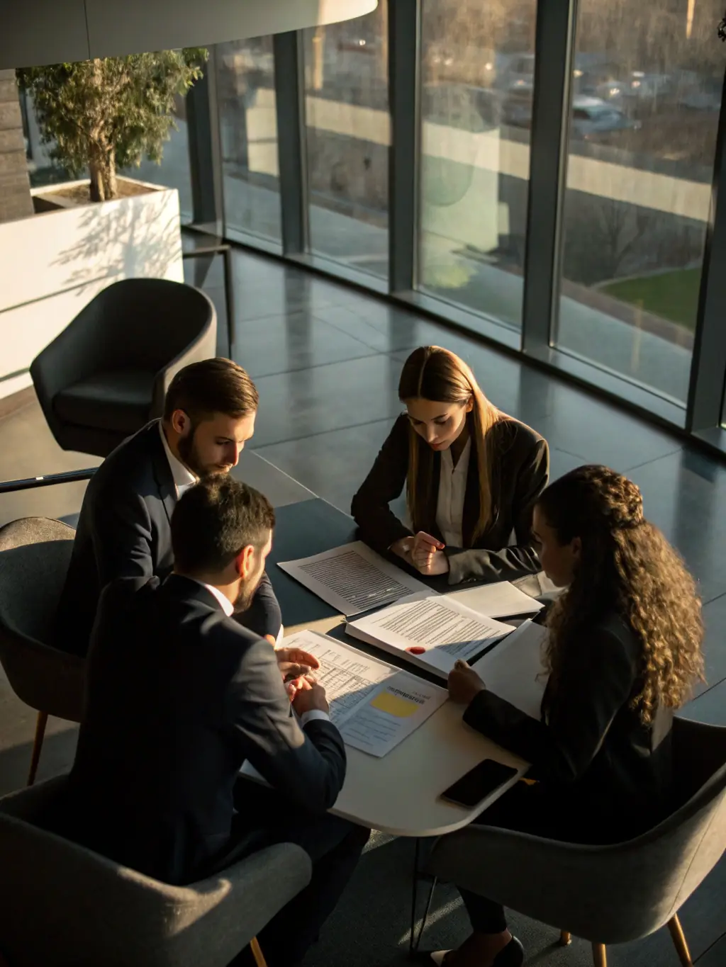 An image depicting a team of experts reviewing regulatory documents and a compliance checklist, symbolizing the regulatory compliance assistance services offered by Shenzhen Vape Hub.