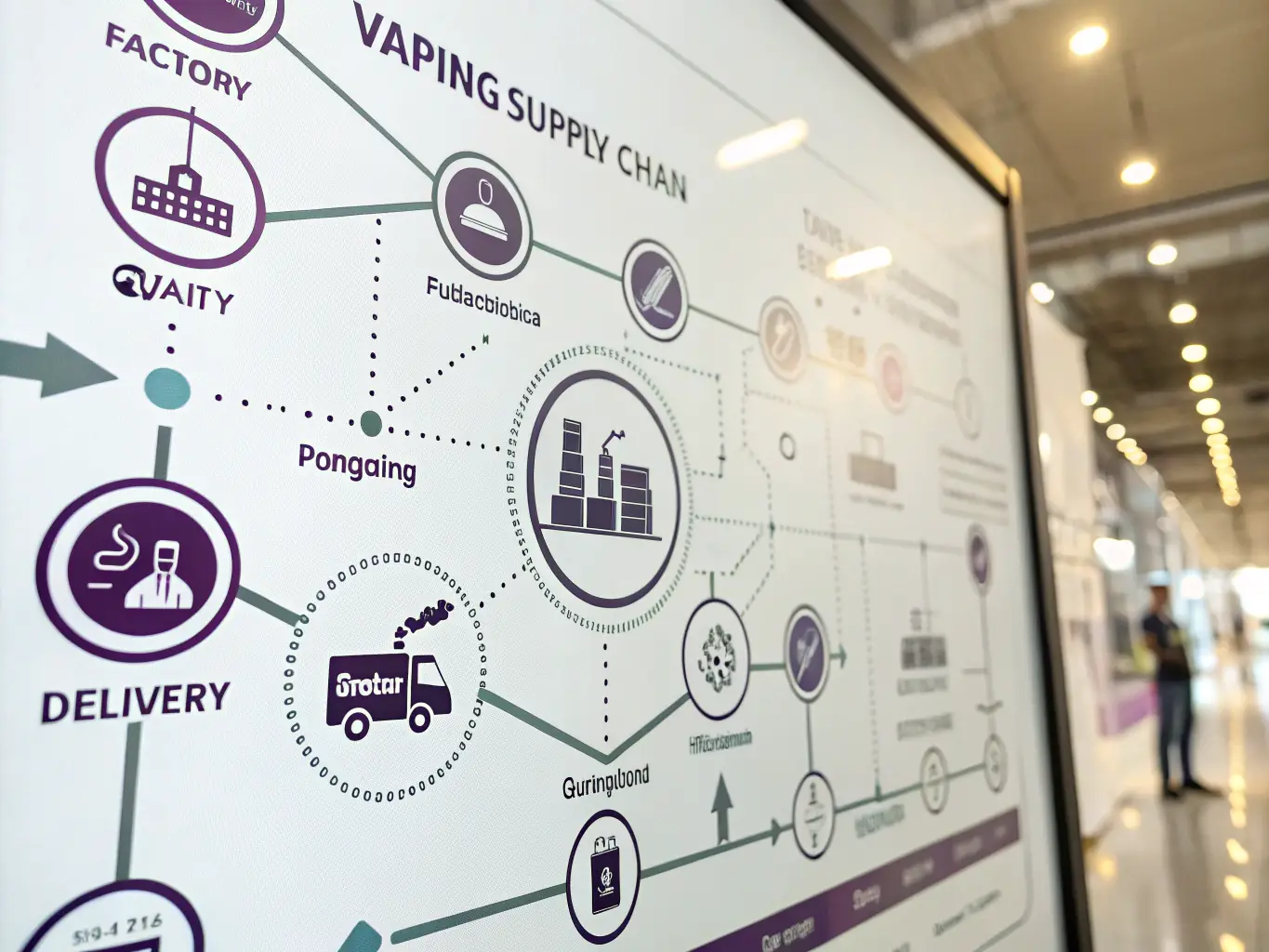 An image showcasing the manufacturing process of eco-friendly vape devices, emphasizing the use of sustainable materials and energy-efficient practices.